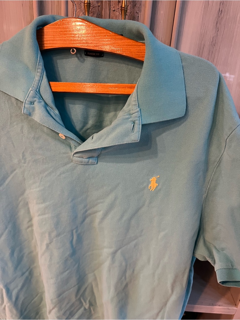 Ralph Lauren Polo Shirt in Light Teal with Yellow Pony